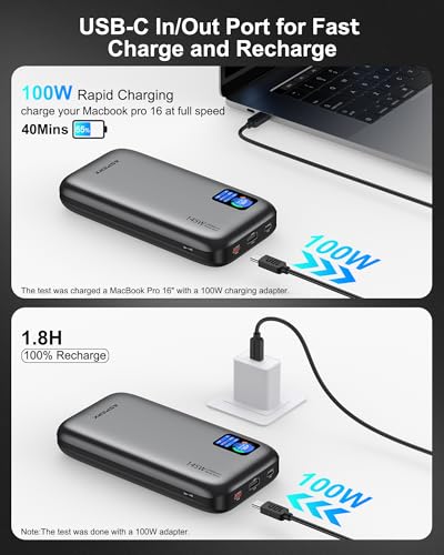 AsperX 24,000mAh 145W Laptop Portable Charger for MacBook/iPad/iPhone/Dell XPS/Galaxy S24/Steam Deck