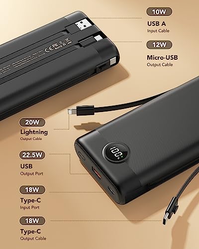 VEKTOMX 30000mAh 2|5W Fast Charging Power Bank for iPhone, Samsung, Android Devices
VEKTOMX 30000mAh USB C Portable Char