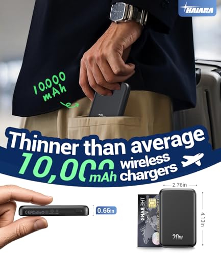 Magsafe Battery Pack 10000mAh Portable Charger USB C Cable 20W PD Fast Charging iPhone 16/15/14/13/12 Series Slim Lightw