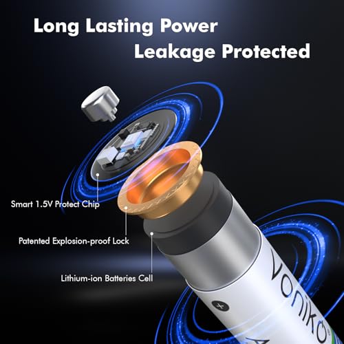 Voniko Rechargeable Lithium AA Batteries with Fast Charger for Home Use
| Voniko 8 Pack 1.5V 3300mWh AA Lithium Batteri