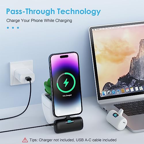 2 Pack Small Portable Charger for iPhone: Upgraded 5000mAh PD Fast Charging Power Bank
| Cute Mini Portable Phone Charg