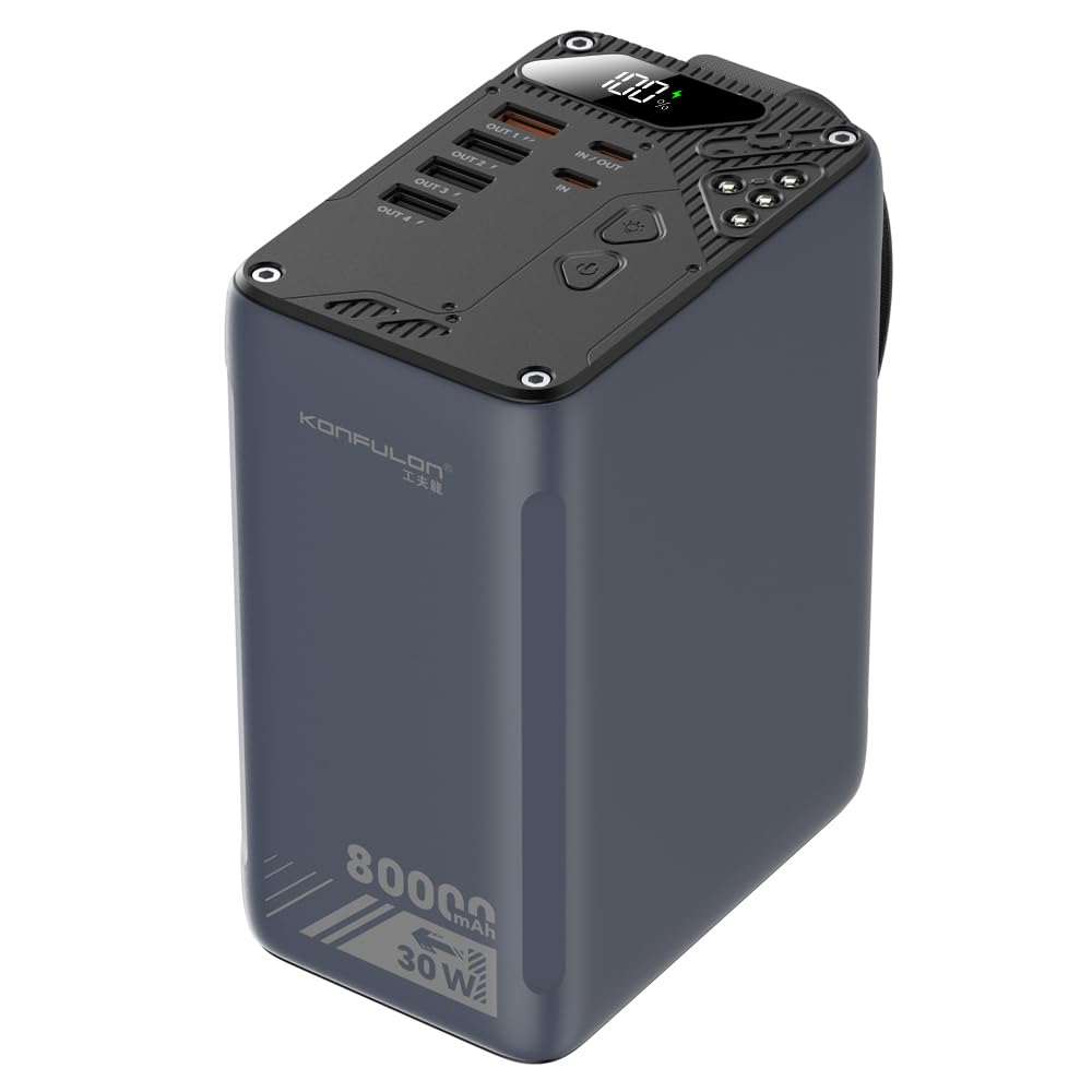 High Capacity 80000mAh PD 30W Fast Charging Power Bank for iPhone, Samsung, iPad & Macbook (GREY)
| 80000mAh 2|5W Porta