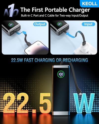 Portable Charger 40000mAh Power Bank with Fast Charging for iPhone 16/15/14/13, Black  
Portable Charger 40000mAh Power