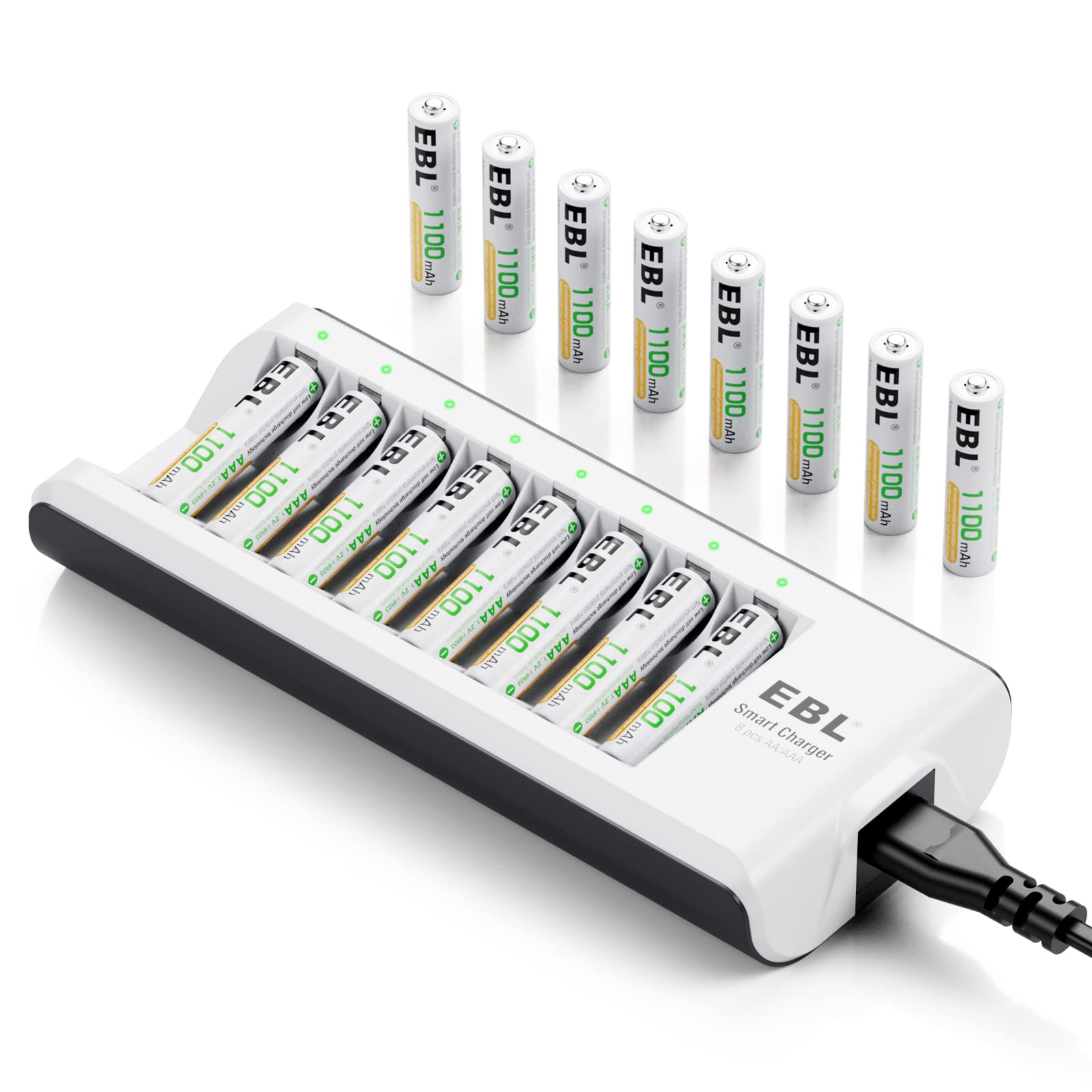 EBL Rechargeable AAA Batteries for Electronics 1100mAh 1.2V NiMH Triple AAA Battery with Charger (16AAA+Charger)  
EBL R