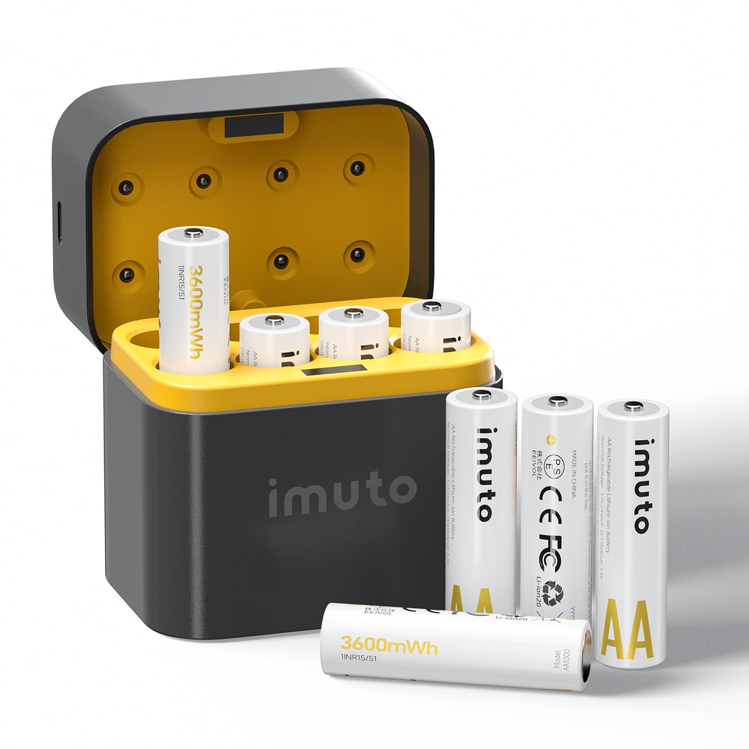  Imuto Rechargeable AA Lithium Batteries with Charger for Long-Life Performance and Fast Charging, 3600mWh 8-Pack
| Imut