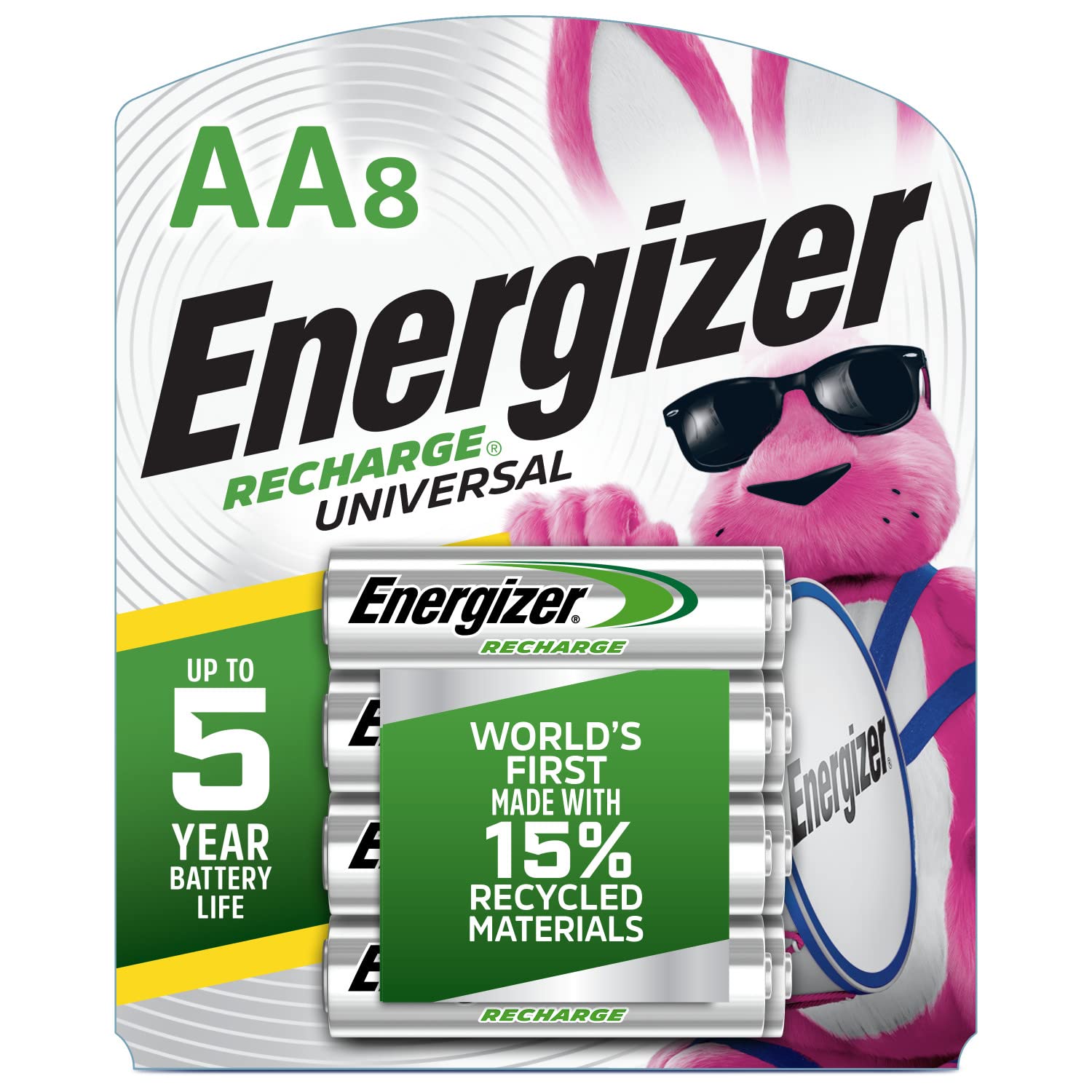 Energizer Rechargeable AA Batteries for Universal Devices, Rechargeable 8 Count Pre-charged