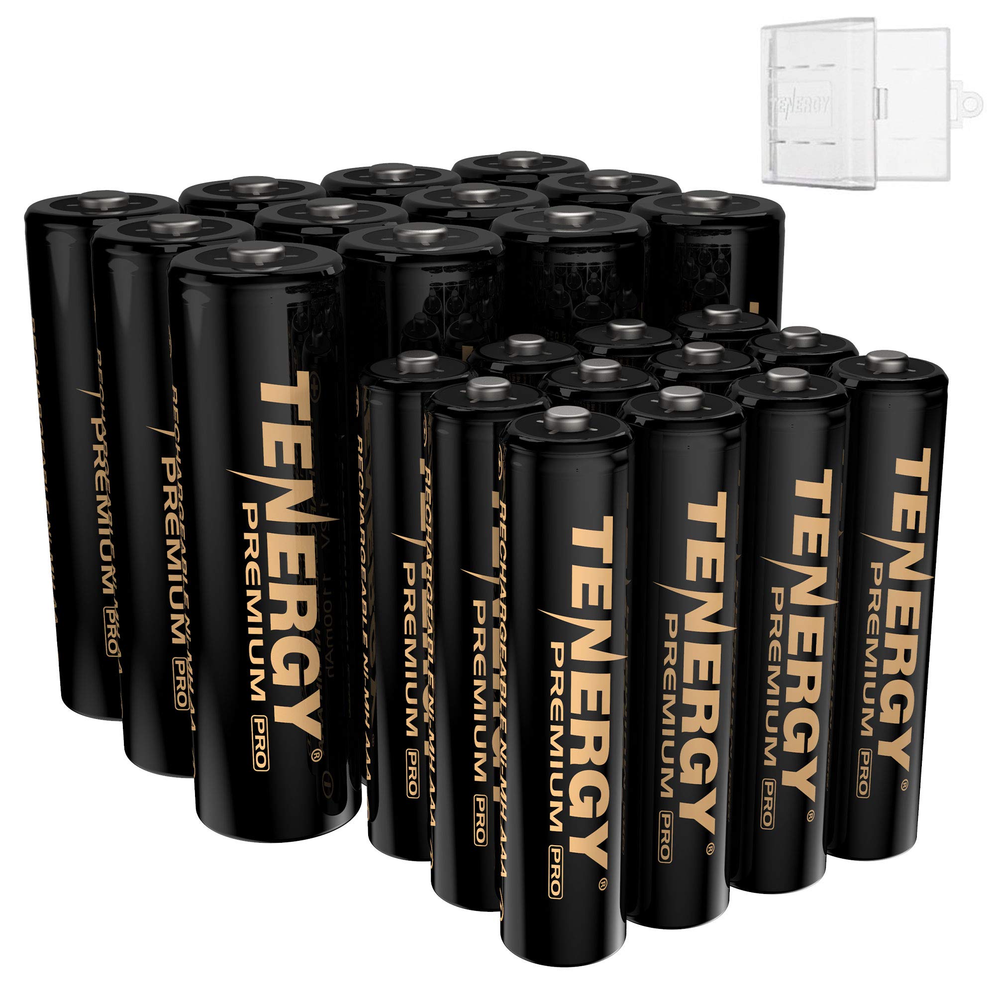 Tenergy Premium PRO High Capacity AA and AAA Batteries for Electronics, 2800mAh AA 1100mAh AAA Rechargeable Pack of 24
